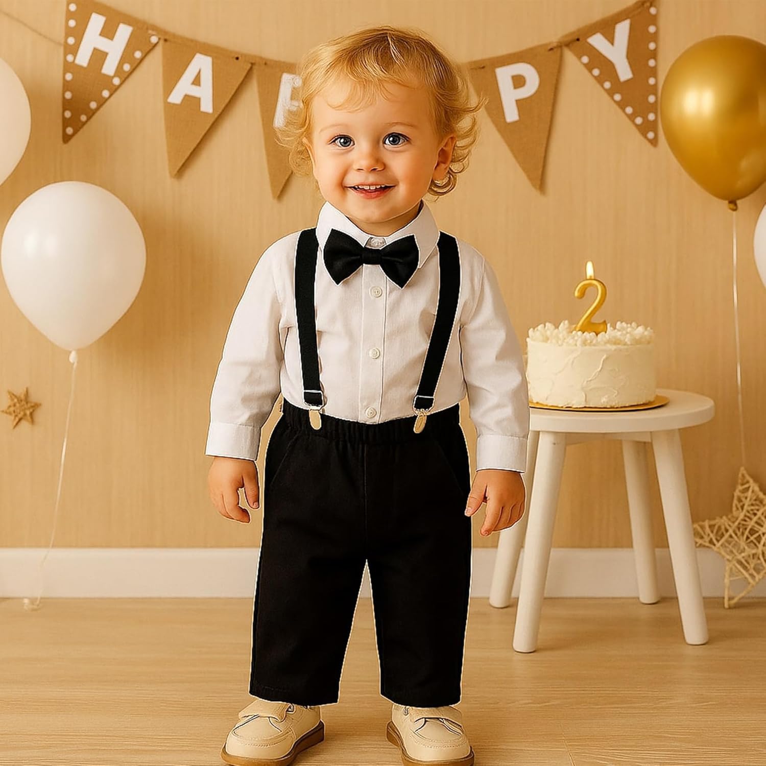 Toddler Boys Formal Suit Long Sleeve Dress Shirt Bowtie Suspender Pants Suits Gentleman Wedding Outfits Clothes - Image 6