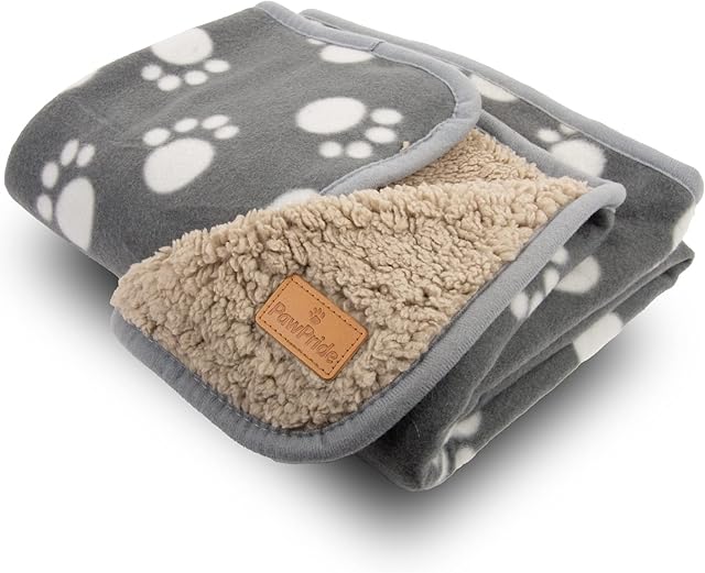 PawPride Pet Blanket  Super Soft Fleece Pet Blanket for Dogs Cats  Fluffy Pet Blanket Sherpa Textured  Large Size 80cm x 100cm  Machine Washable  (Dark Grey)