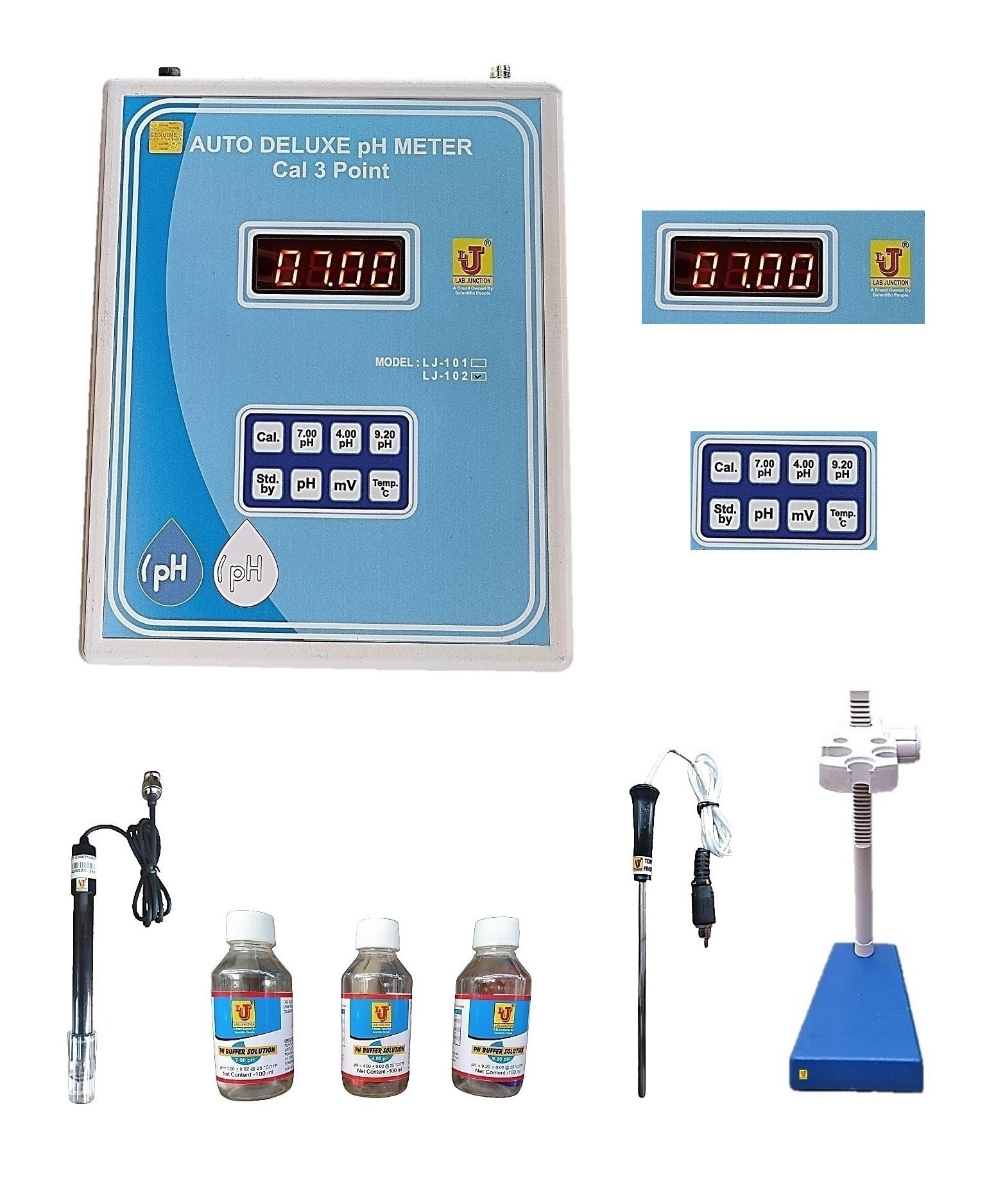 Lab Junction pH Meter Auto Delux pH Meter 3 Point Calibration L J - 102 as per Quality Standards