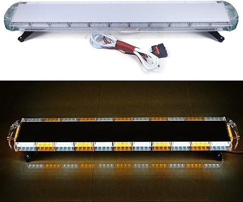 Barra de luz LED de 51 pulgadas, 96 luces LED de emergencia, 16 modos intermitentes, luz estroboscópica ámbar blanco para vehículos, seguridad,