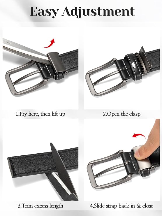 maikun Mens Belts Leather, Designer Casual Dress Belt Men with Adjustable Buckle for Jeans Office Gift for Men