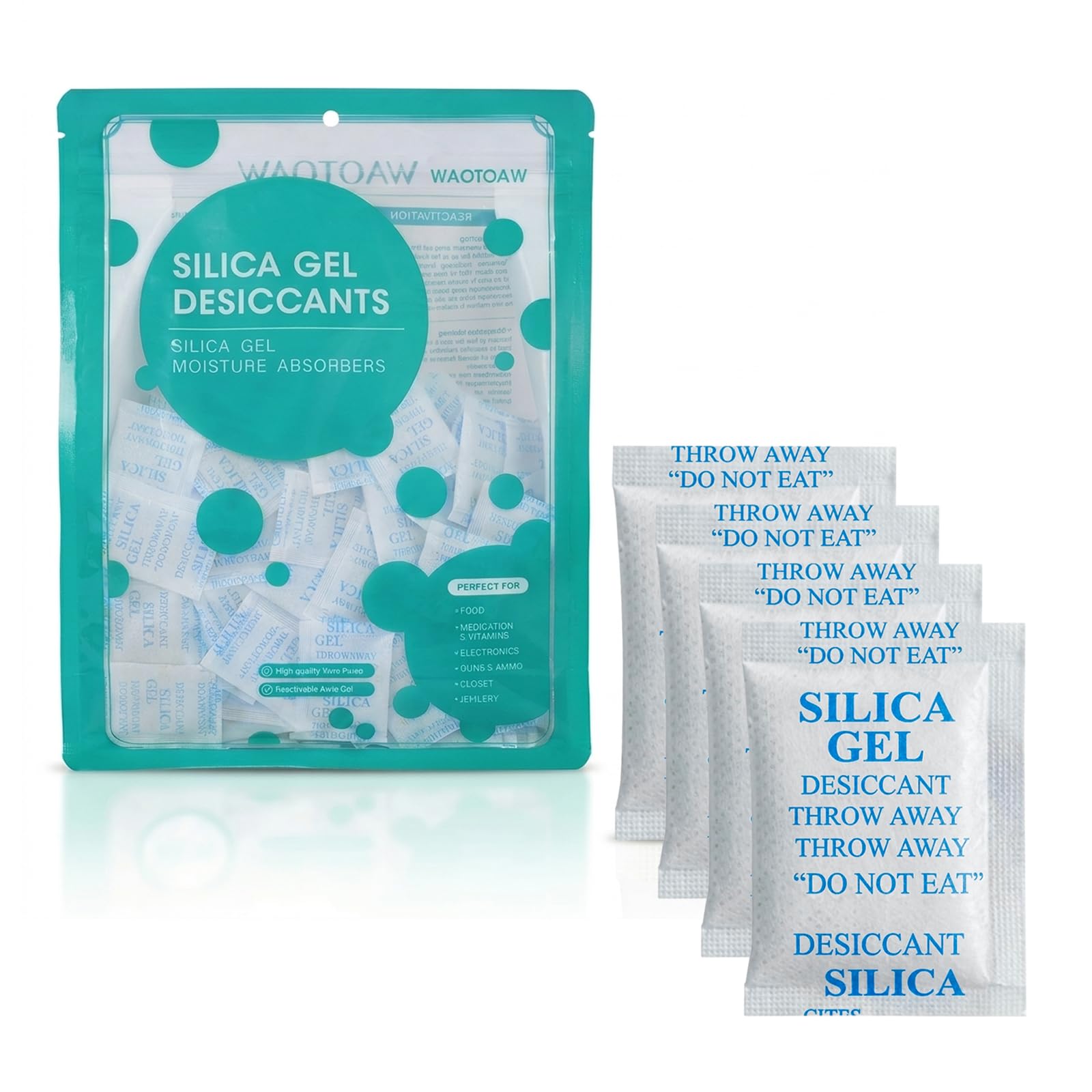 WAOTOAW 500 Pcs 2 Gram Desiccant Packets, Food Grade Silica Gel Packs, Moisture Absorbers for Storage-picture-21
