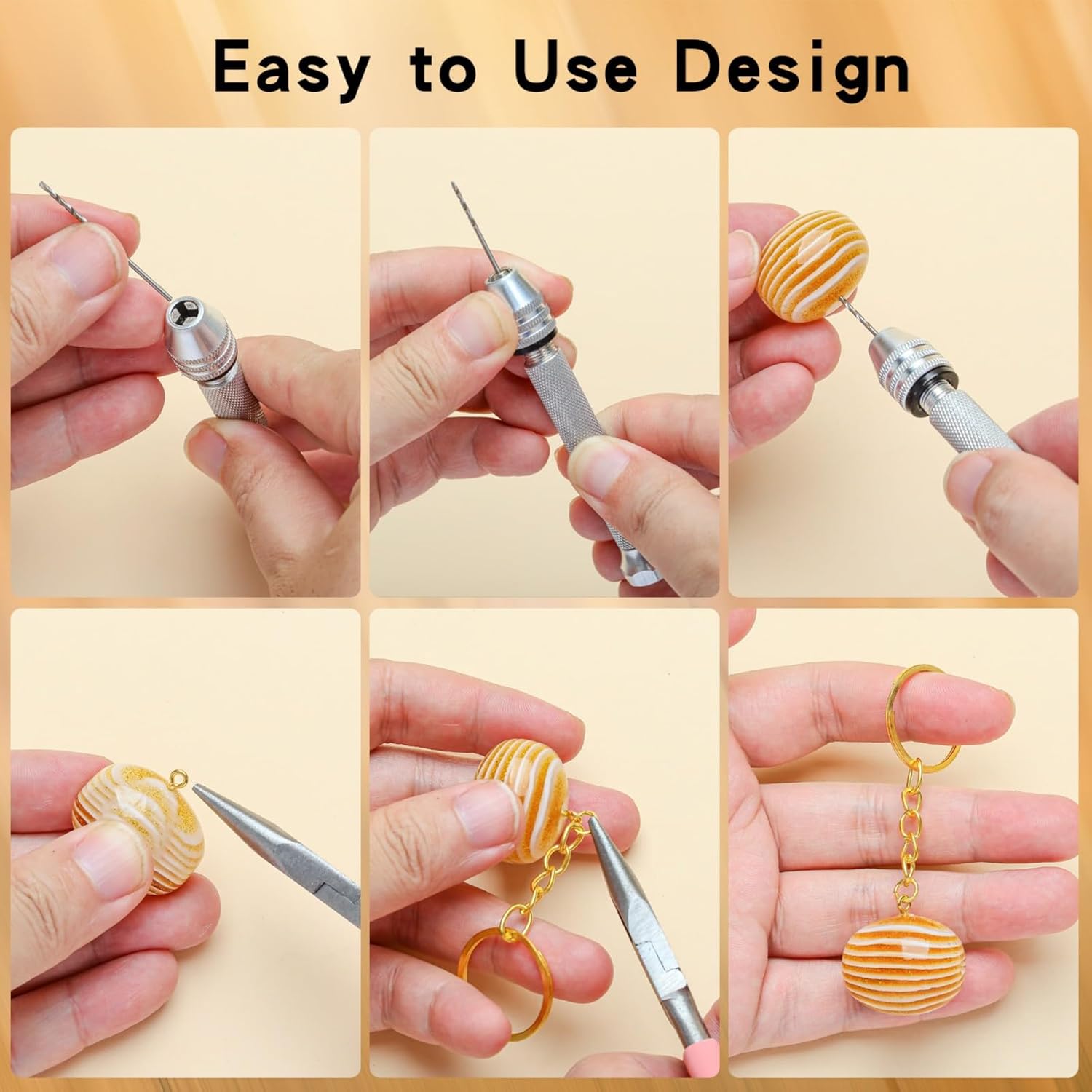 SONGIN Pin Vise Hand Drill Set, 670 Pcs Steel Manual Hand Drill Kit with 10 Pcs Drill Bits, Small Screw Eye Hooks, Keychain Rings for Jewelry Keychain Making and Crafts - Image 6