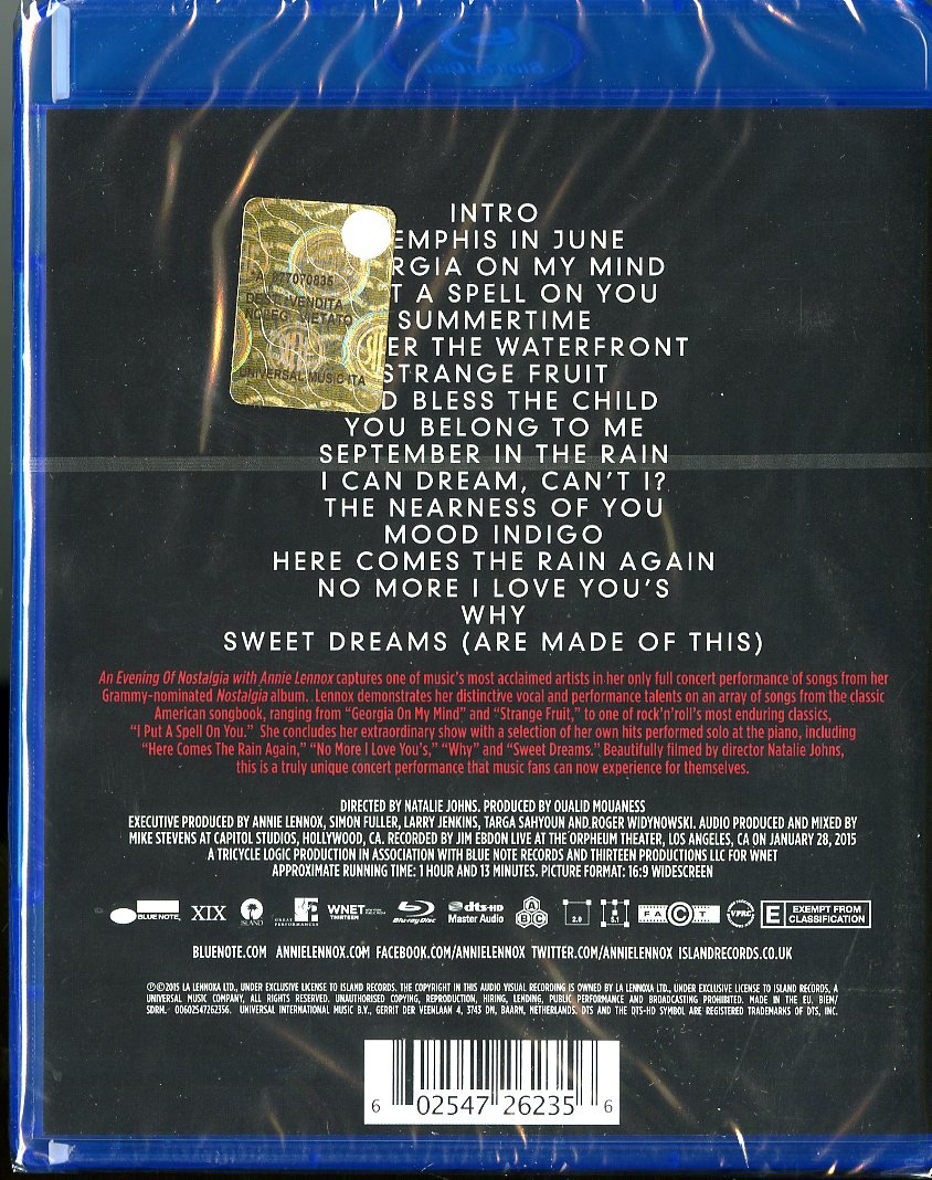 Annie Lennox - An Evening Of Nostalgia With Annie [Blu-ray]