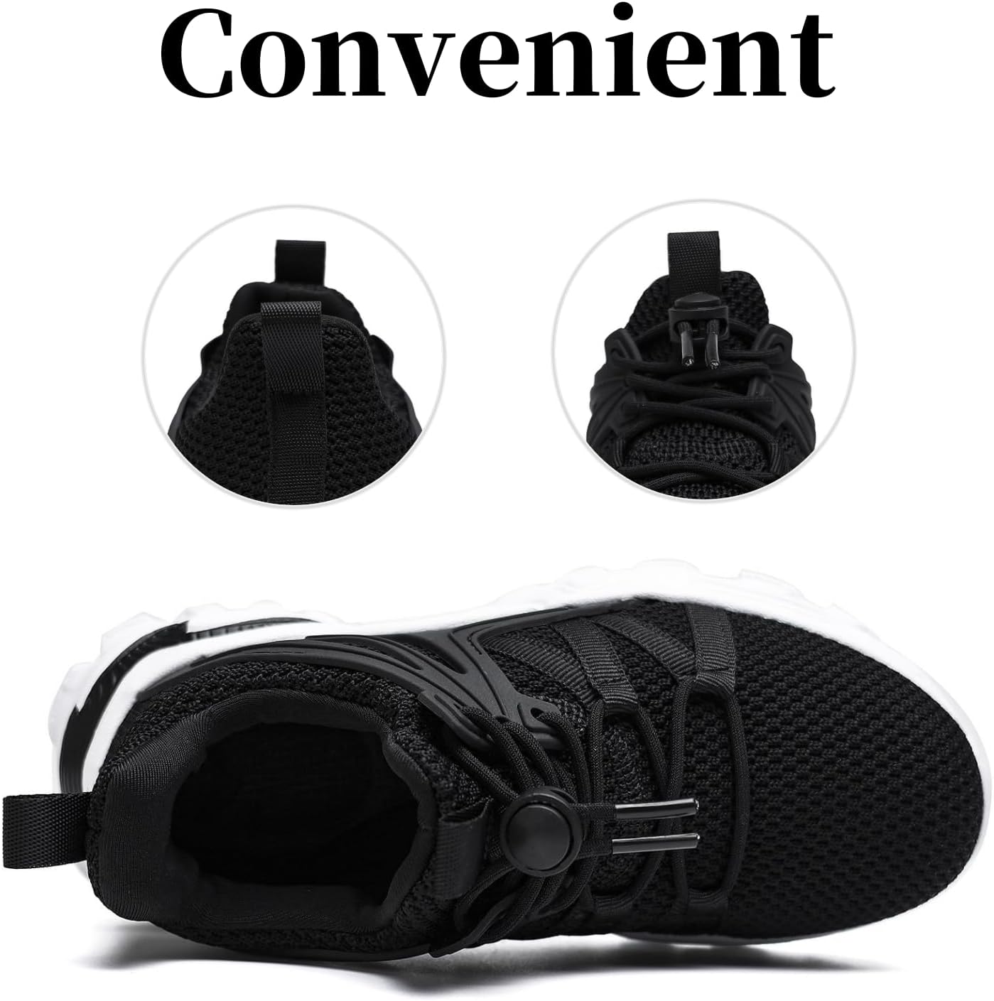 Boys Girls Shoes Kids Sneakers Lightweight Breathable Tennis Athletic Running Shoes for Toddler/Little Kid/Big Kid 4 Big Kid Black image 3 of 6 B0D5R311L1