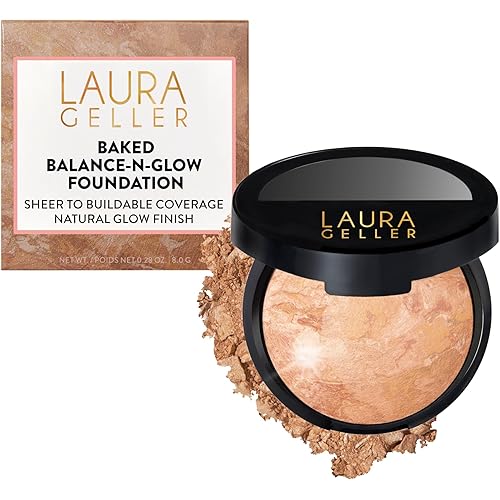 LAURA GELLER NEW YORK Baked Balance-N-Glow Illuminating Foundation - Light - Buildable Sheer to Light Coverage - Satin Finish