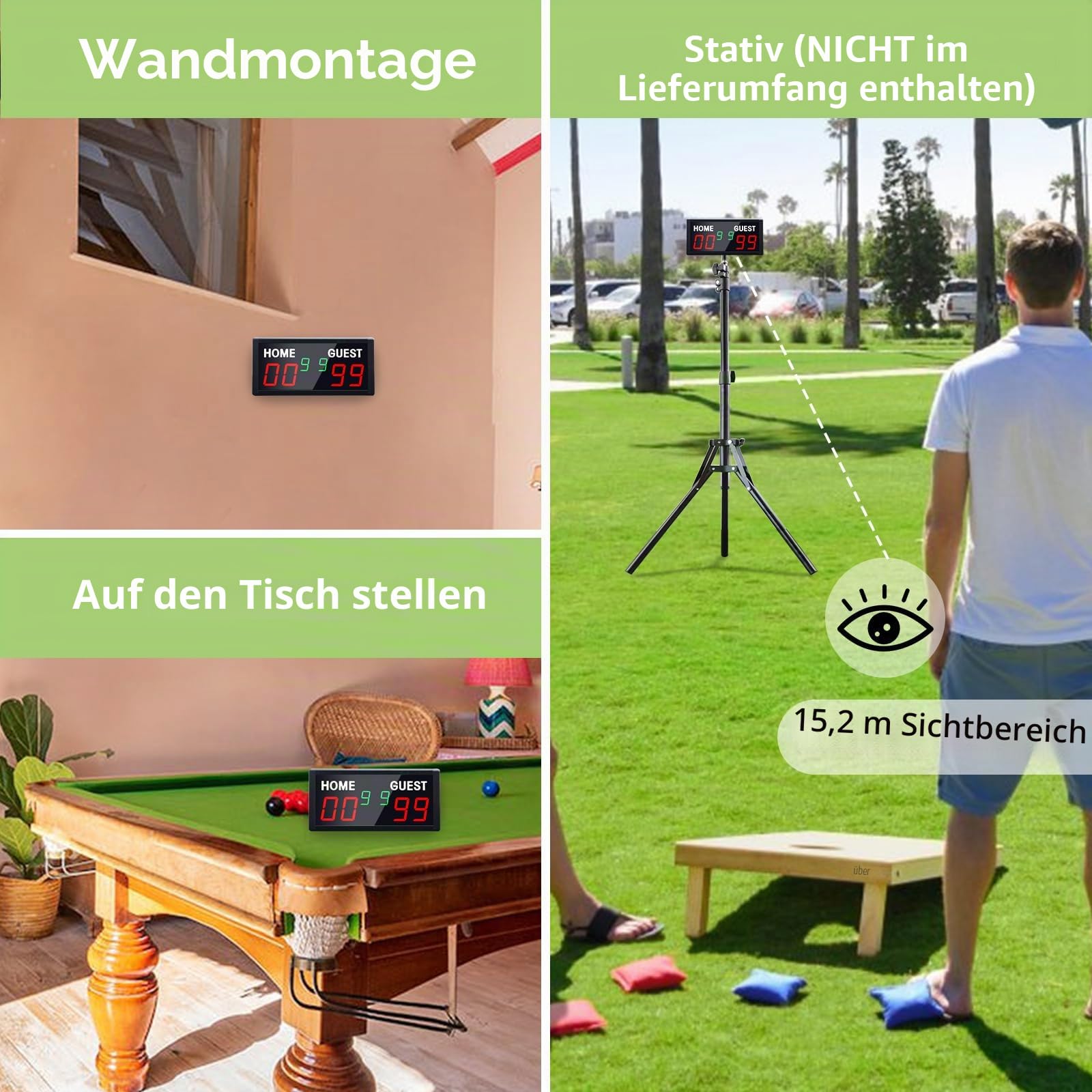 YZ LED Digitale Anzeigetafel Elektronisch, Scoreboard Digital, Tischtennis Zähler, Tennis Punktezähler Digital, Volleyball Zähltafel, APP&Fernbedienung