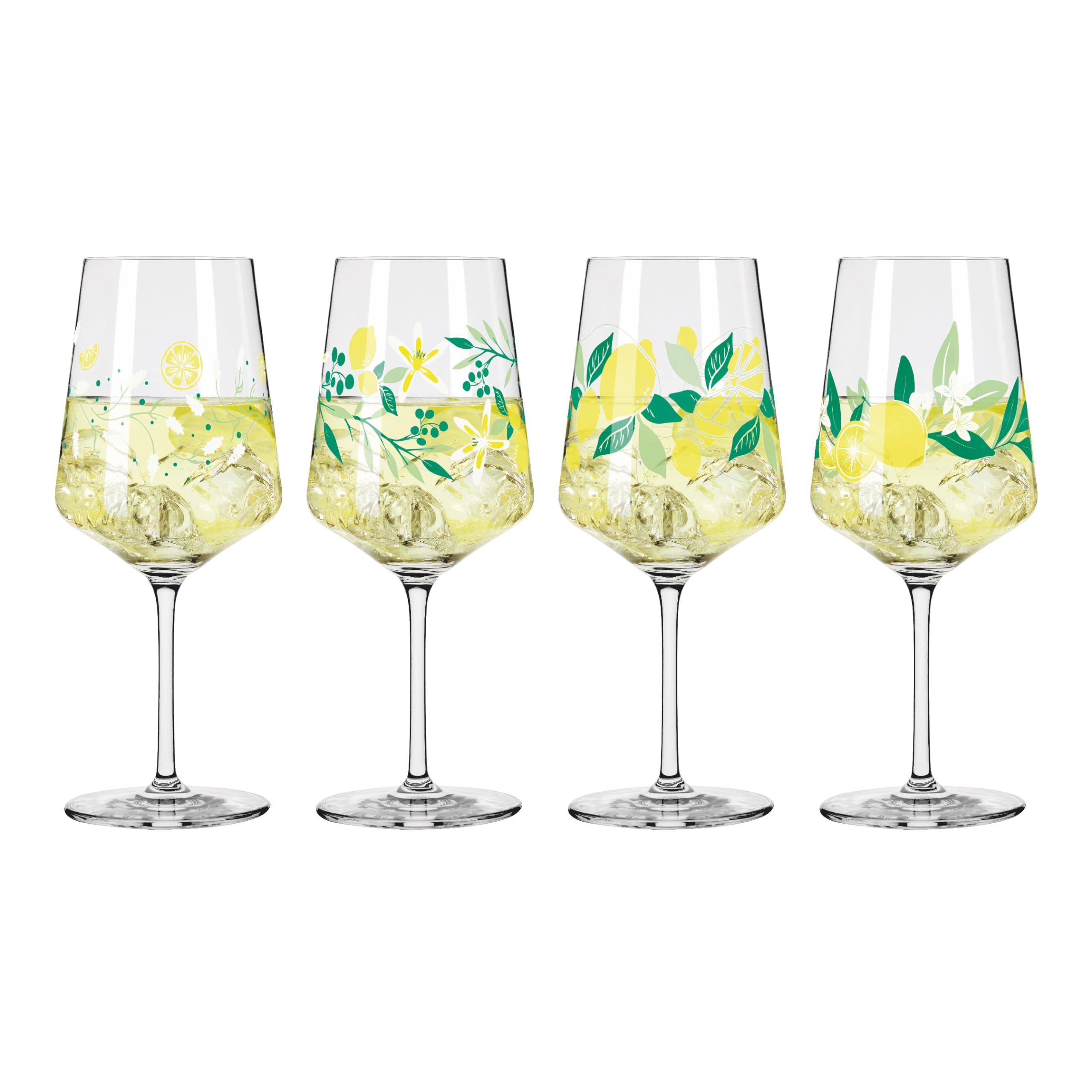 RITZENHOFF 6041004 - Set di bicchieri da aperitivo da 500 ml, serie Sommerau, per spruzzatura o Schorle, motivo limone, made in Germany, verde, giallo, viola
