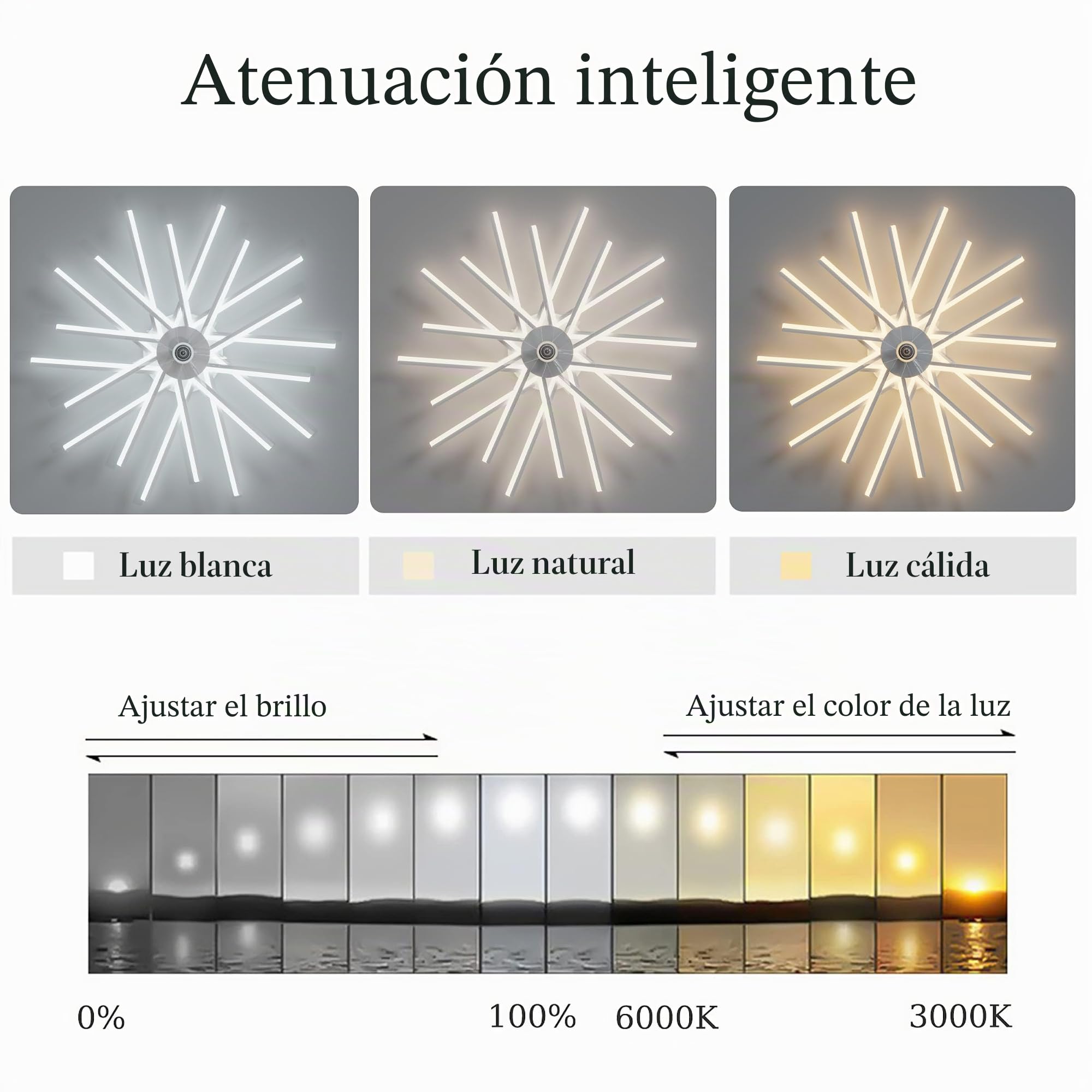 YUNZI Ventilador De Techo Grande De 100CM con Luz Y Mando A Distancia Función Reversible Invierno Y Verano Ventilador De 6 Velocidades Luz LED Regulable para Salón Dormitorio