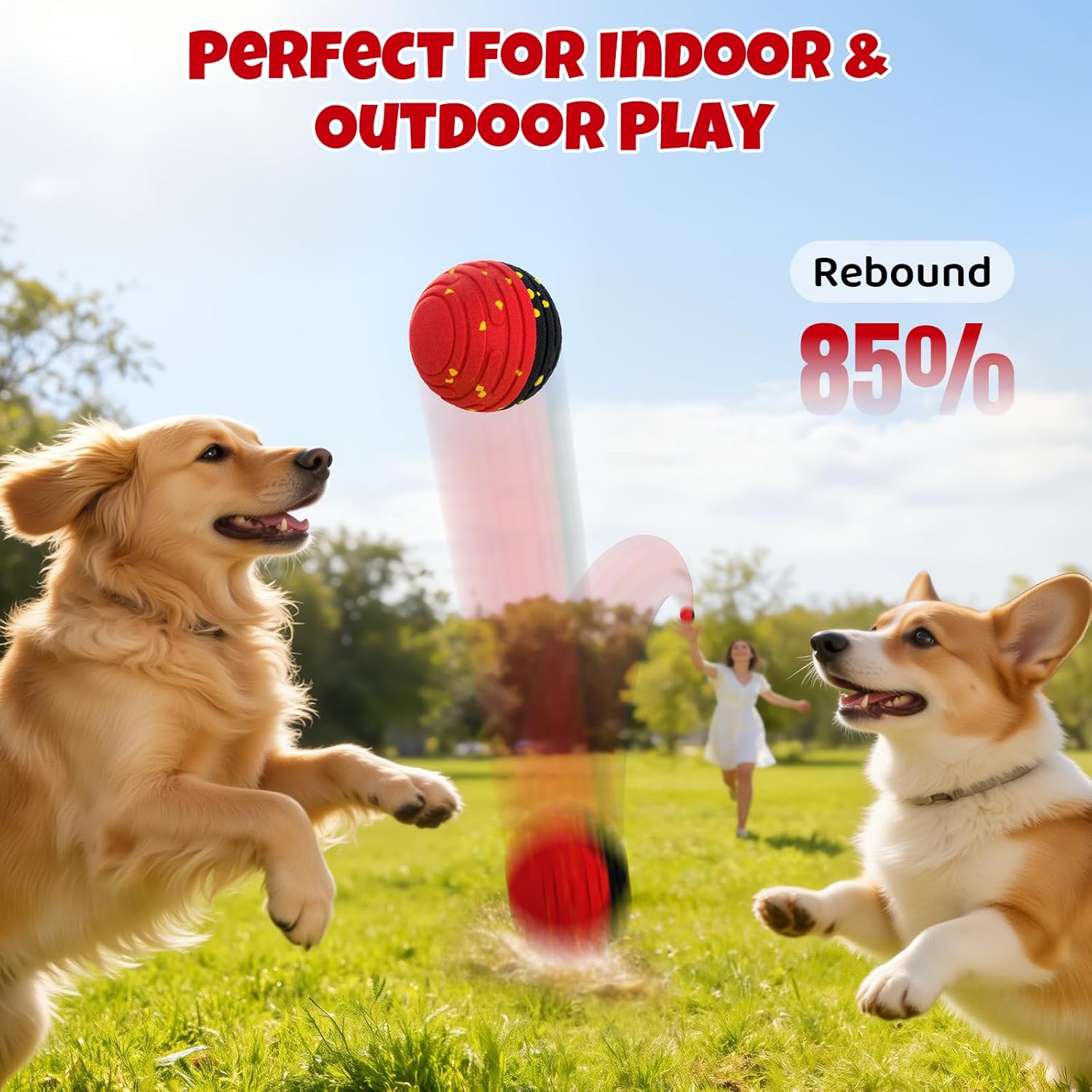 Interactive Dog Toy Ball with Remote Control - Bounce Ball for Dogs, Automatic Rolling, E-TPU Bite-Resistant, Stimulating Moving Dog Toys for Small Dogs, Medium and Large Dogs, Indoor & Outdoor