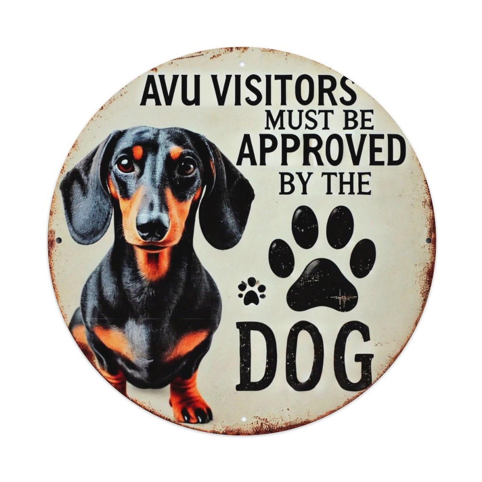 Dachshund Paw Print Sign Dog Approval Tin Sign Metal Poster Vintage Metal Signs for Home Man Cave Bar Cafe Kitchen laundry room Wall Decorations Gift 8x8Inch