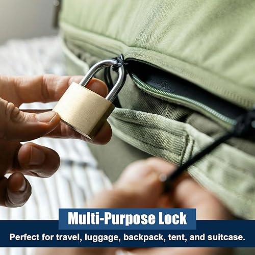 Miniatura 4 de 32 piezas de candado con llave de latón sólido, pequeño candado amarillo para gimnasio, candado fuerte con llave para equipaje y caja de