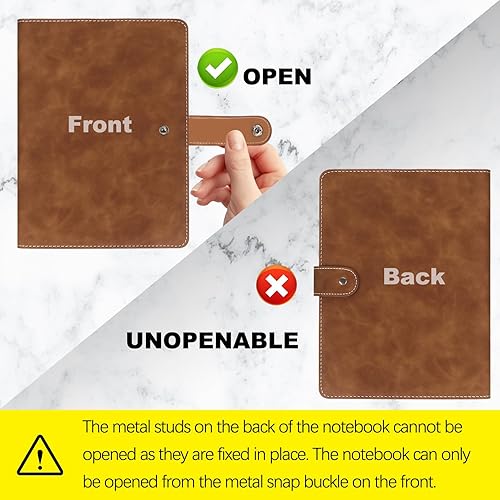 Miniatura 5 de FYY - Cuaderno de 6 anillos de piel sintética con bolsillos, divisores y papel de recarga, agenda de tamaño A5, color marrón