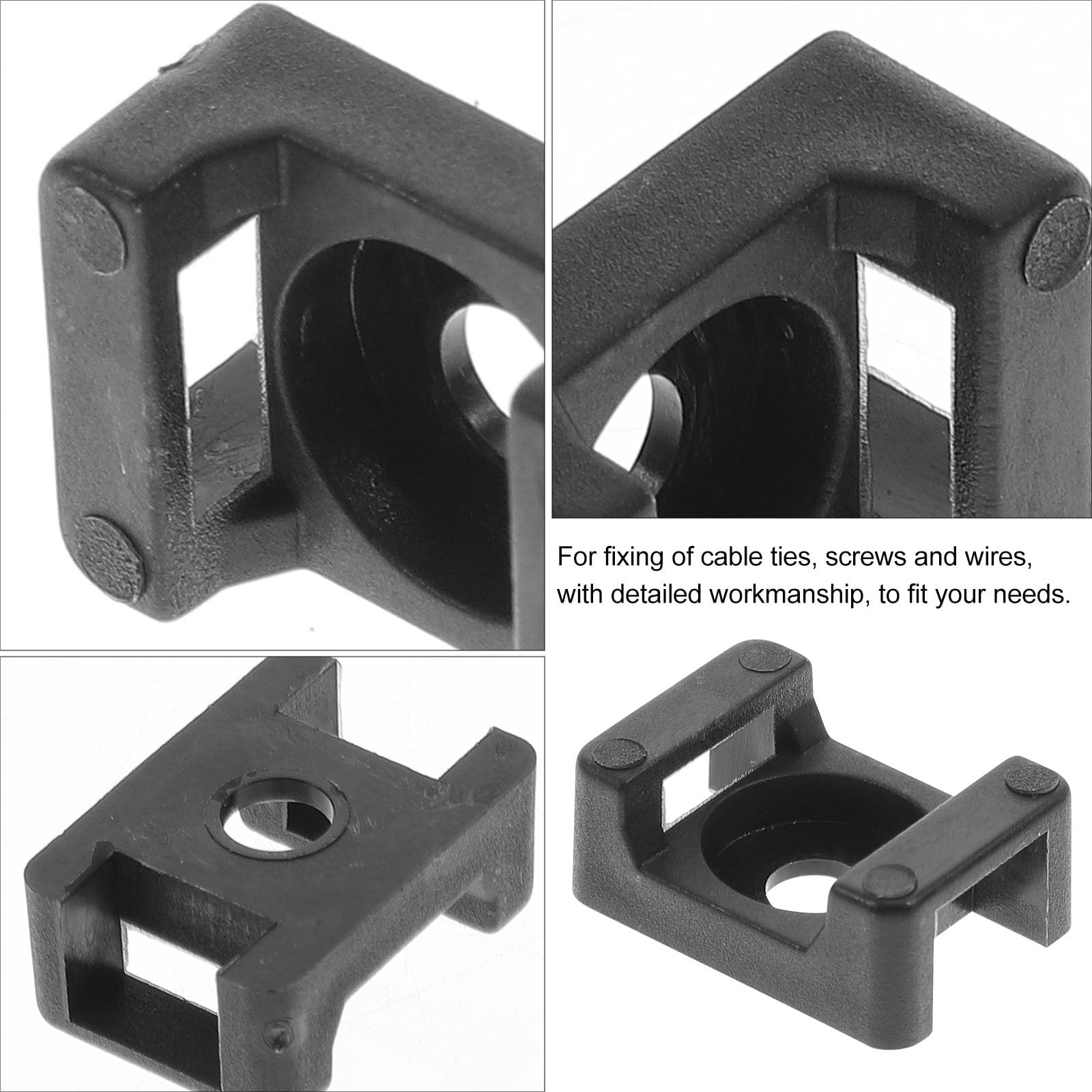 BESPORTBLE Fascette Stabile Sella Supporto Nero a Fissaggio e in Abs Luci 500 Pezzi Viti, Clip Cablaggio di Natale Cavi USB Casa e Scuola