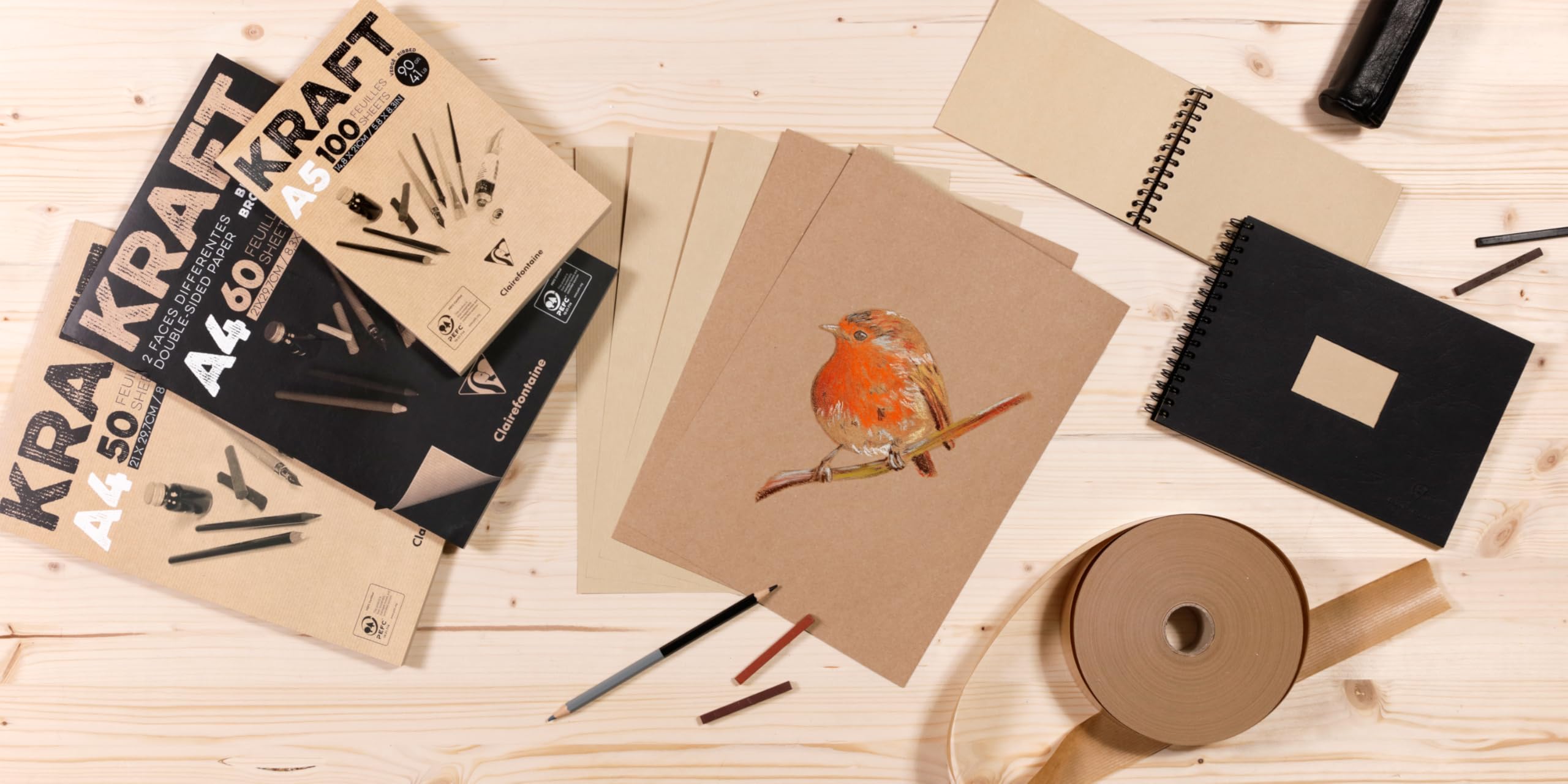 Clairefontaine bloc de papel Kraft), color marrón, blanco, 90 g