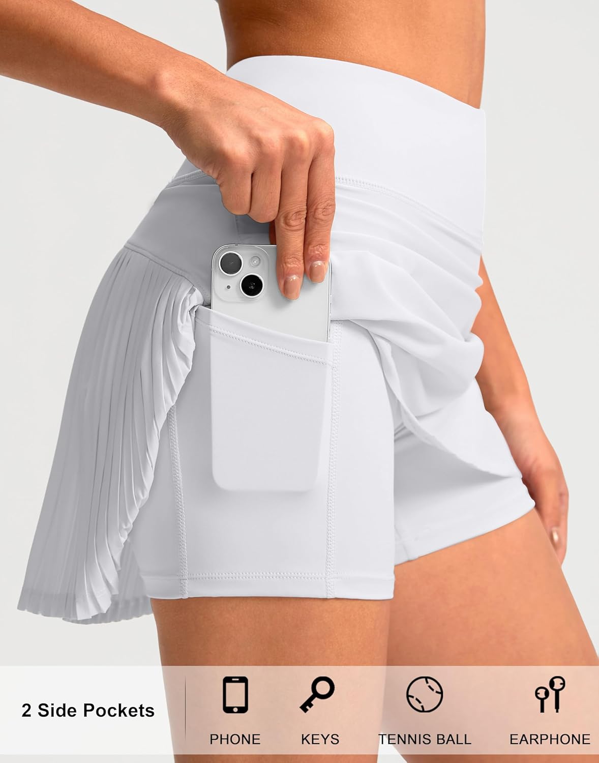 SANTINY 14" Tennis Skirt Skorts for Woman Pleated High Waited Skirts with Built-in Shorts Athletic Golf Skort - Image 3