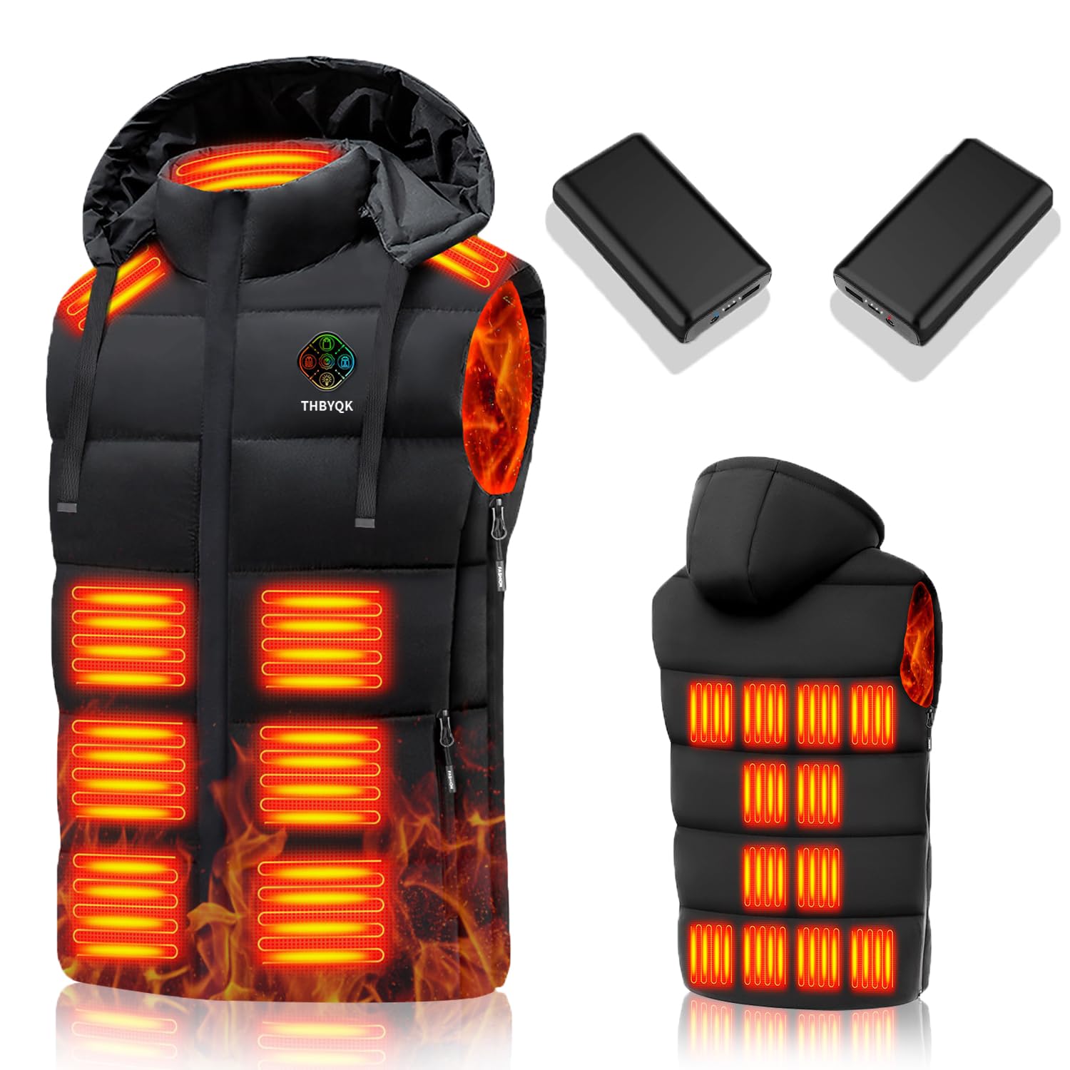 THBYQK 21 Heated Zones Heated Vest, with 40000mAH 7.4V Battery Pack Heated Vest for Men & Women, 5 in 1 Smart Controller