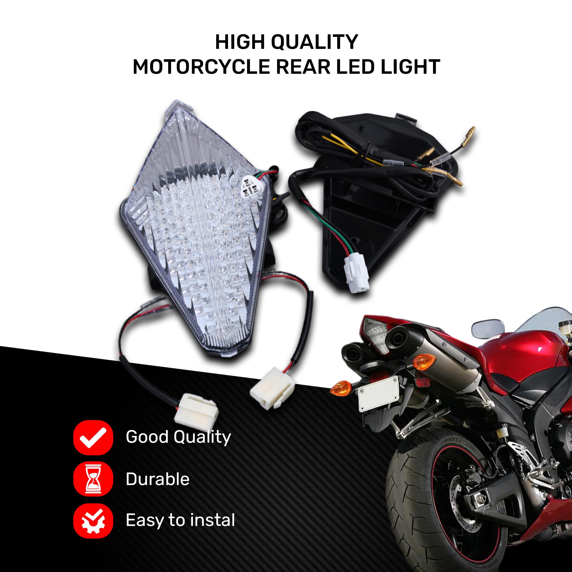 aVDB - Motocykl Tylne Światło/Stop światła LED kompatybilny z YAMAHA YZF R1 RN19 2007-2008 Plug & PLAY z kierunkowskazy (jasnobiały)