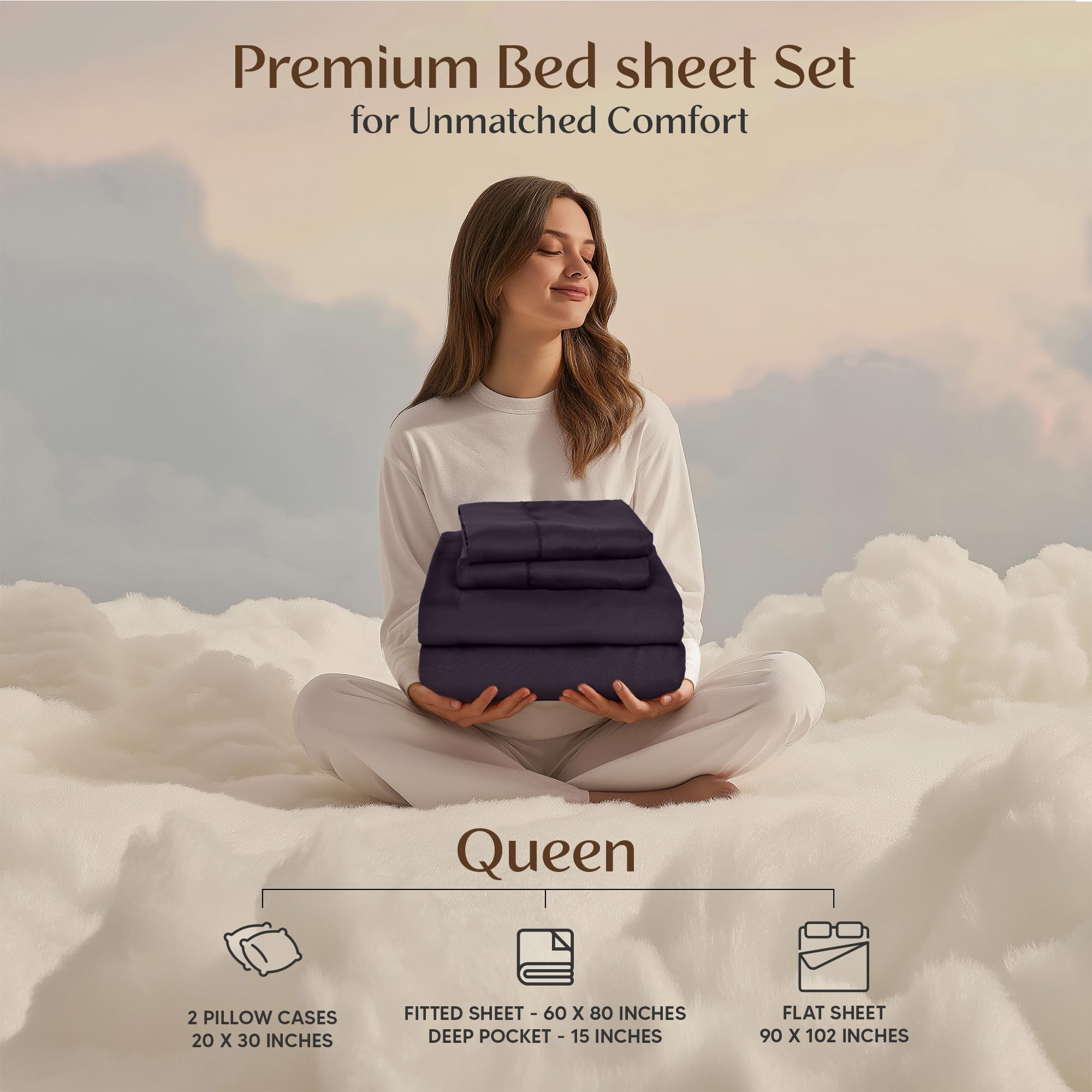 Utopia Bedding Queen Bed Sheets Set - 4 Piece Bedding - Brushed Microfiber - Shrinkage and Fade Resistant - Easy Care (Queen, Purple) - Image 2