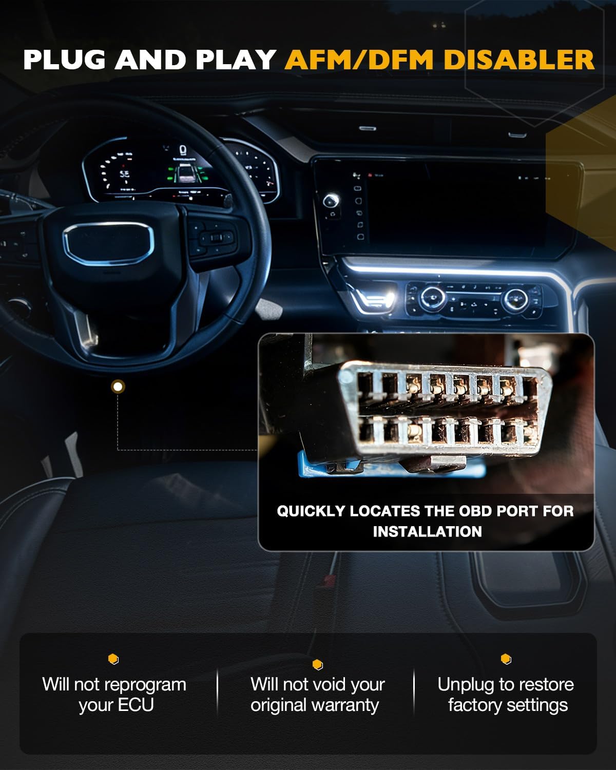 AFM/DFM Disabler RA003 Active Fuel Management Disabler Device Compatible with Silverado Tahoe Avalanche Sierra Yukon Cadillac Escalade Enclave 4.3L 5.3L 6.0L 6.2L V6 V8