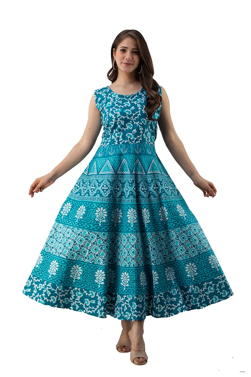 monique Brand Present Printed Midy Dress for Women's Sky Blue-picture-25