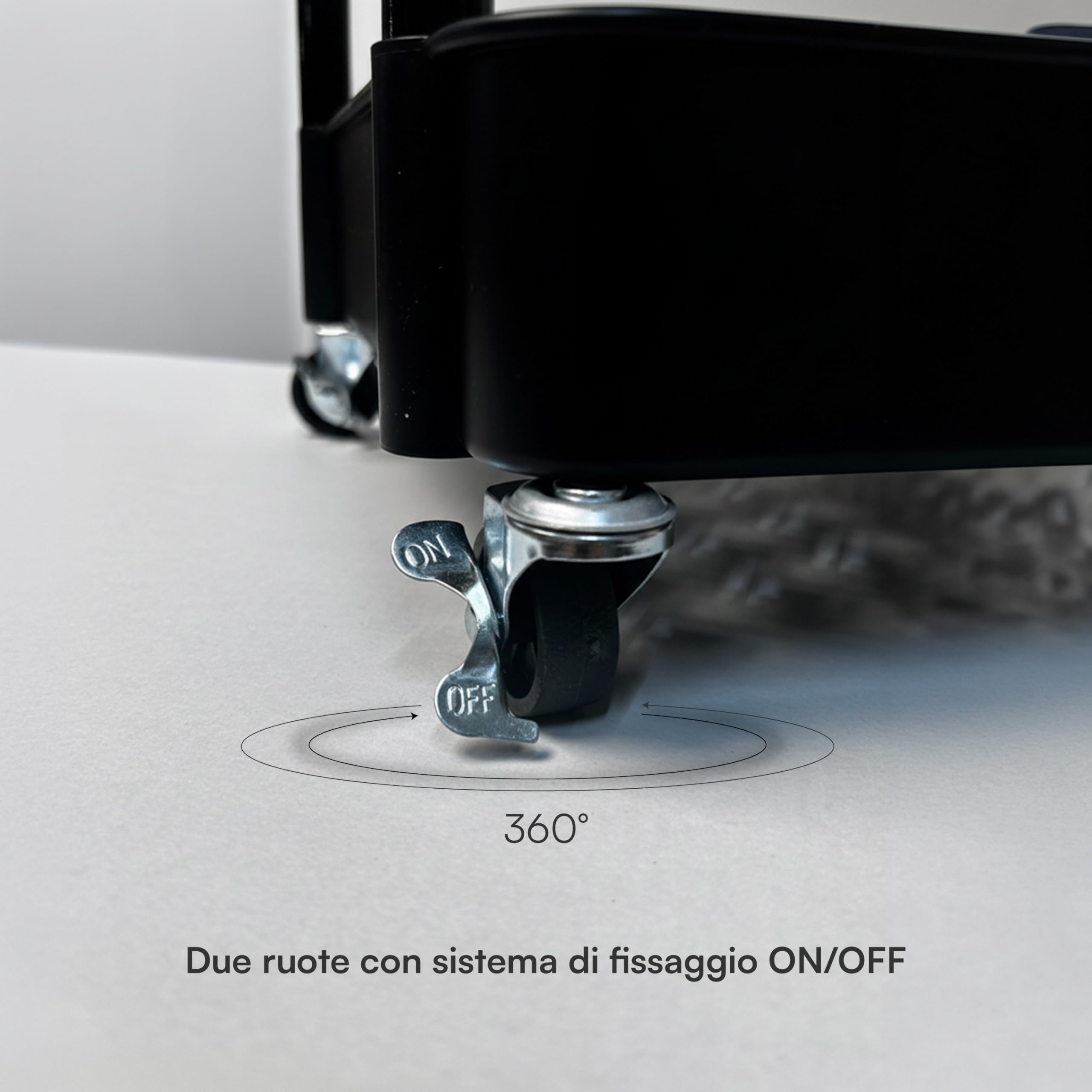 Baroni Home Carrello Portaoggetti con Ruote e Freno, 3 Ripiani con Cassetto, Struttura Resistente con Maniglie, Organizer Salvaspazio per Cucina, Bagno e Cameretta (Nero)