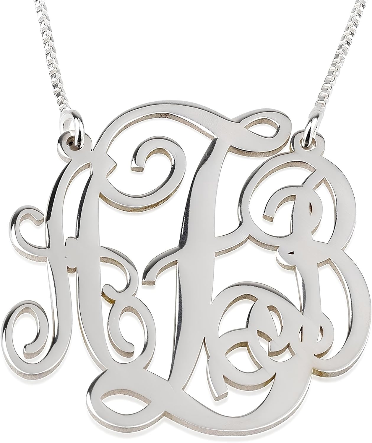 Personalized Large Gold Monogram Necklace – 1 Inch Sterling Silver, Rose Gold Medium to Large Monogrammed Pendant -Gift for Her with Adjustable Chain