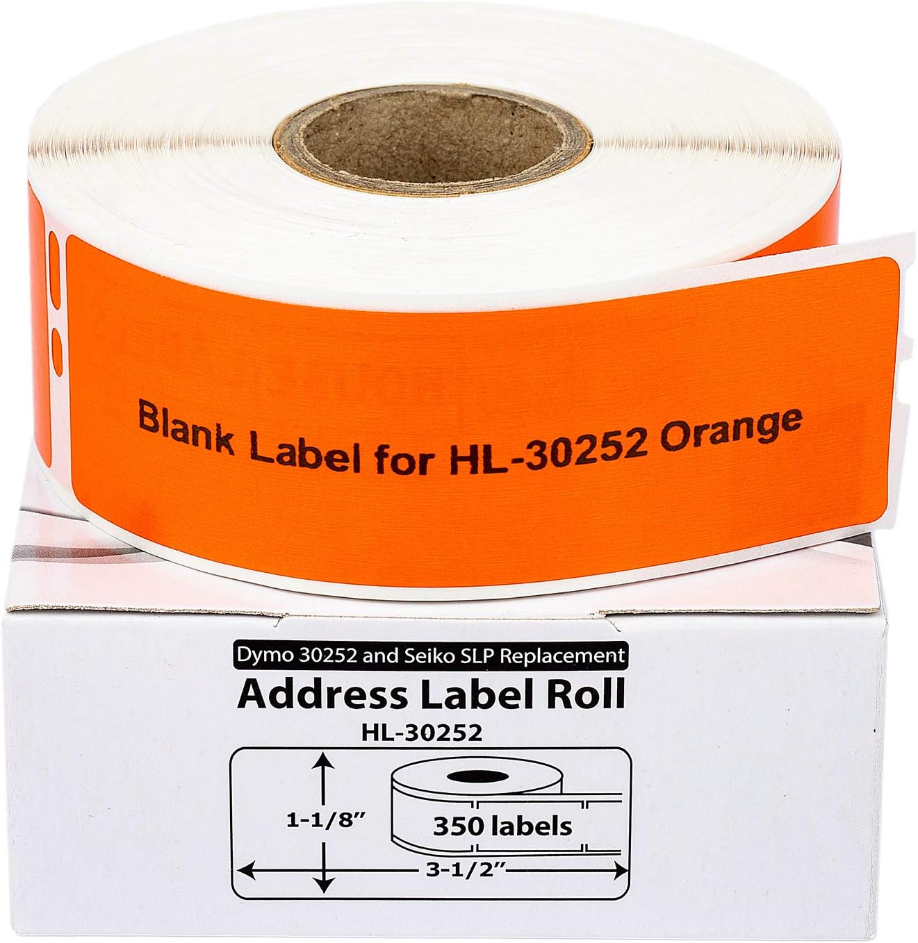 HOUSELABELS Compatible DYMO 30252 Orange Address Labels (1-1/8" x 3-1/2"), Strong Permanent Adhesive, Compatible with DYMO LW 450, 4XL, Rollo & Zebra Desktop Printers, 16 Rolls /5600 Labels