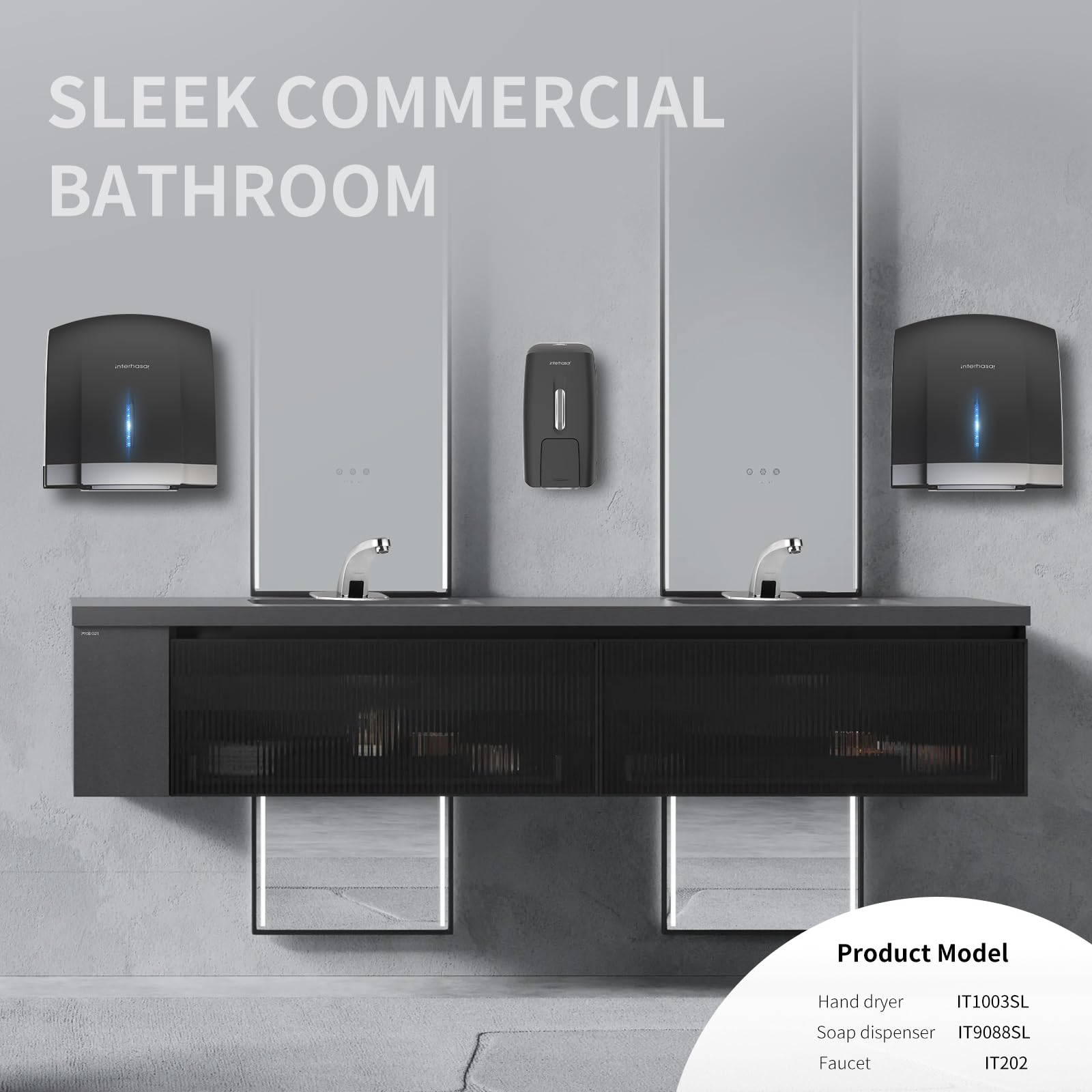 interhasa! Asciugamani Automatico con sensore a infrarossi per Il Bagno di casa, Extra Silenzioso, Basso Rumore (40 Db), Asciugamani a Parete, Coperchio Compatto in ABS,1800W (Nero)