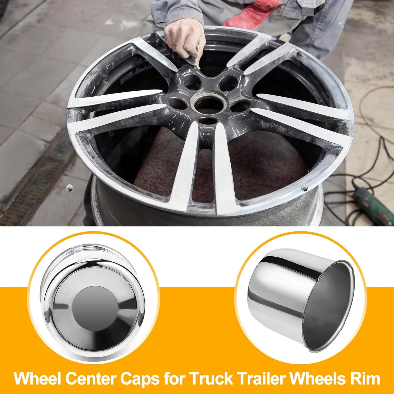 Tallew 4 Pcs 4.25 Inch Wheel Center Caps Sliver Push Through Trailer Center Caps Carbon Steel for Rims Truck Auto