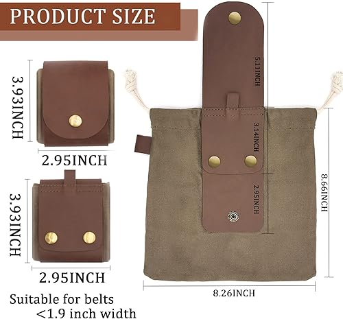 Miniatura 4 de Bolsa de forrajeo, bolsa plegable de lona de cuero, resistente al agua, para acampar al aire libre, bolsa plegable, bolsas de hongos, cinturón de