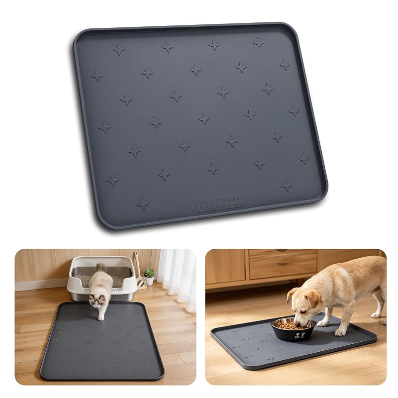 Tapete para Caixa de Areia de Silicone com Borda Elevada URMONA, Cinza-Escuro, 63 x 51 cm