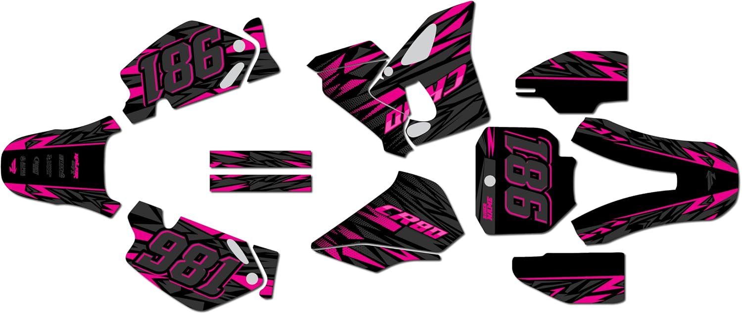 Graphics Kit for Honda CR80 (1998-2003) Twitch Series Smoke 16 Mil - On/Off the Road - Dirt Pit Bike Motorcycle Stickers, Dirtbike Racing Automotive Decal Motocross Accessories no-Plastics