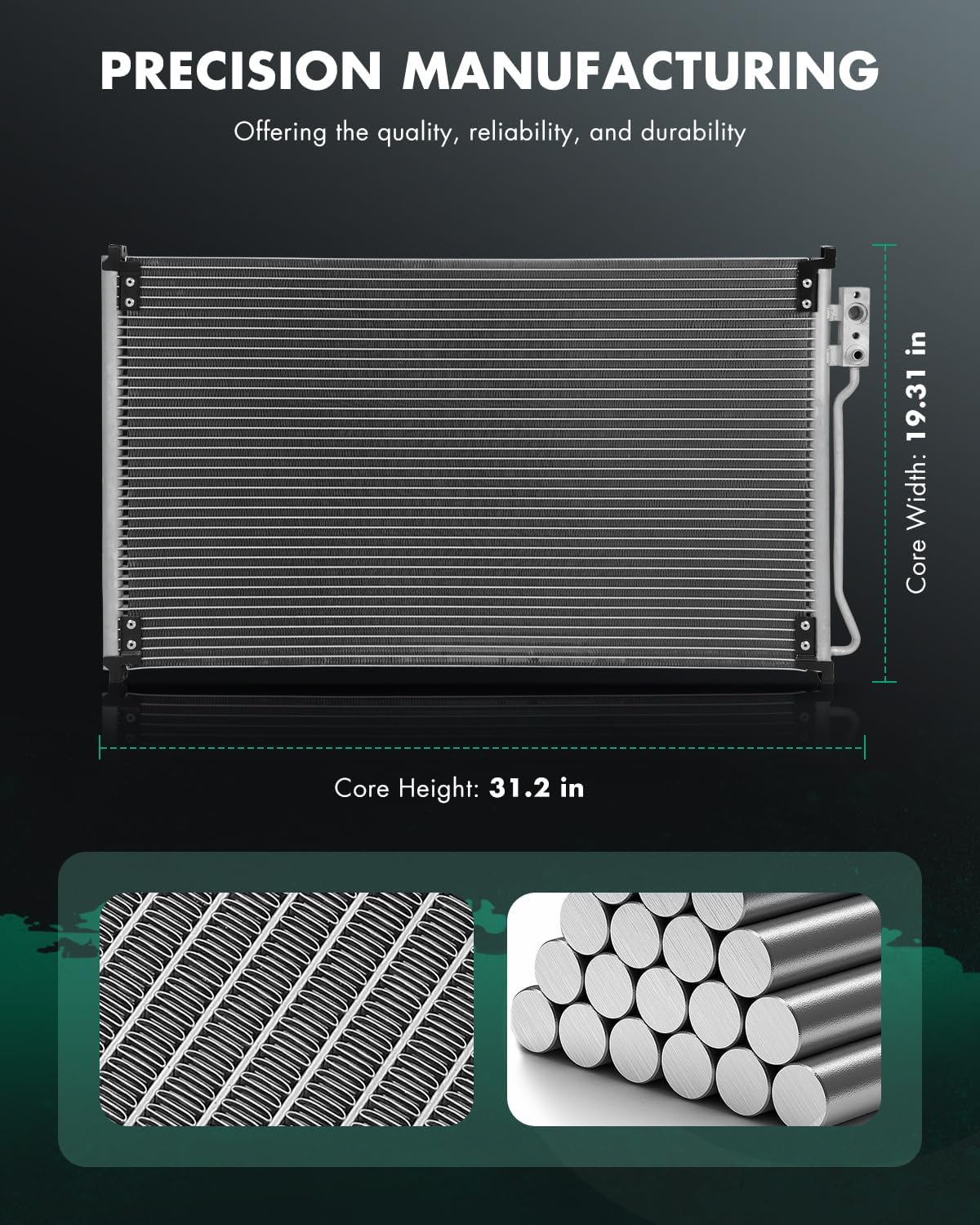 SCITOO Air Conditioning A/C Condenser Compatible for 1998-2004 for Ford Mustang 3.8L 2004 for Ford Mustang 3.9L 1998-2004 for Ford Mustang 4.6L 2000 for Ford Mustang 5.4L for OEM:1R3Z19712CA;DPI:4882