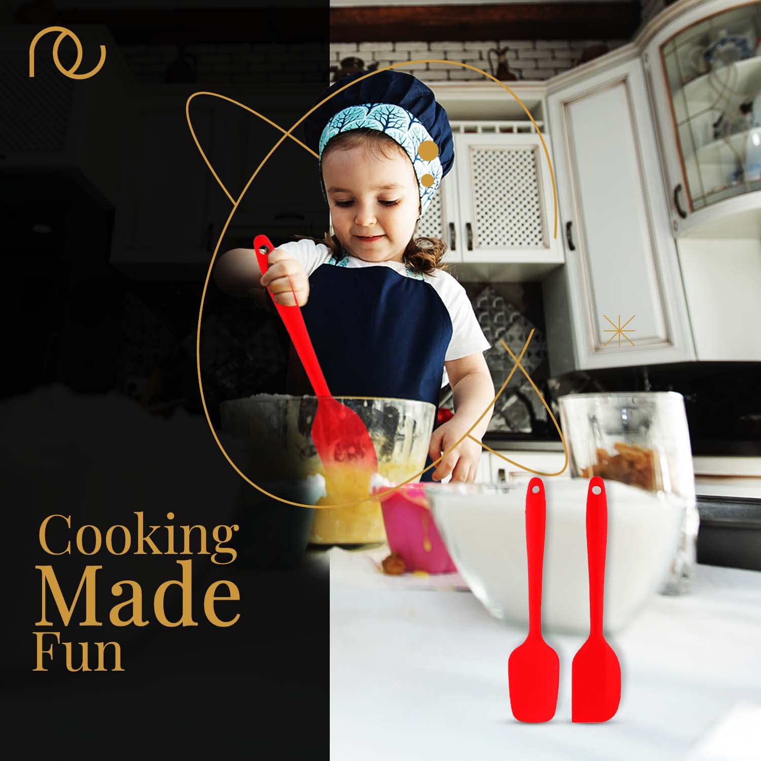 Frenchware Set of 2 Non-Stick Silicone Large Spatula and Spoon for Cooking 2