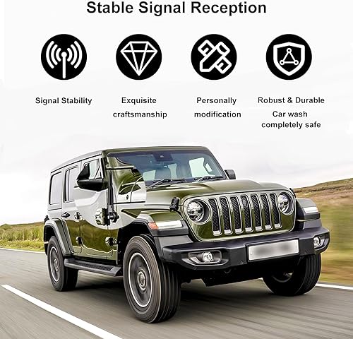 Vista 30 de Antena con válvula de neumático para automóvil y camión, antena corta universal de repuesto con bandera de EE. UU., accesorios para radio Plateado