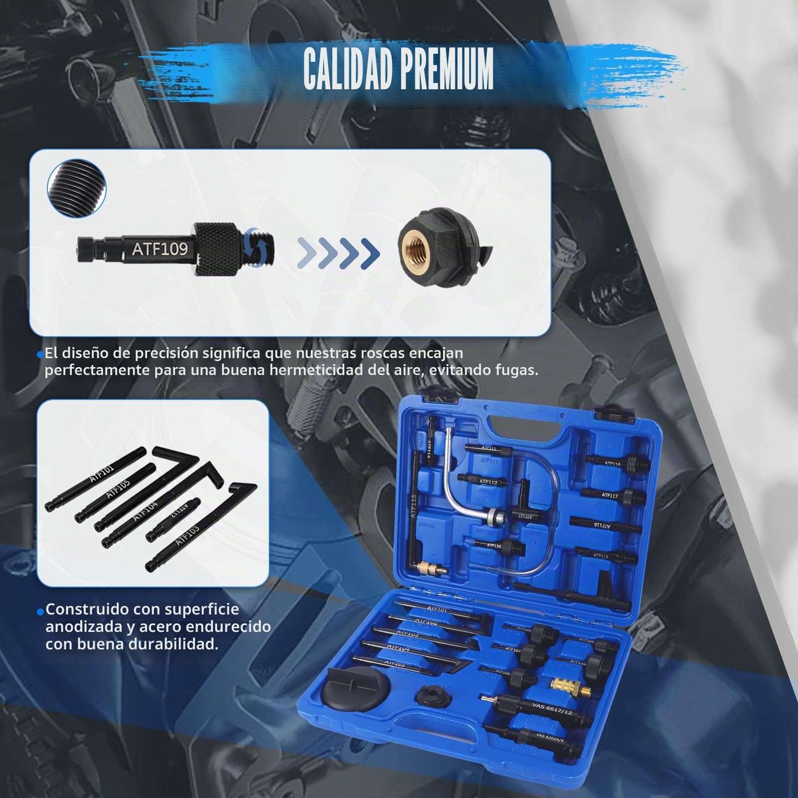 27 Piezas Adaptador ATF de Llenado de Líquido de Transmisión, PARAOUTIL Juego de Adaptadores ATF Automático/Manual Conector Recarga de Líquido Compatible con Mercedes-Benz,con VW, con Ford etc