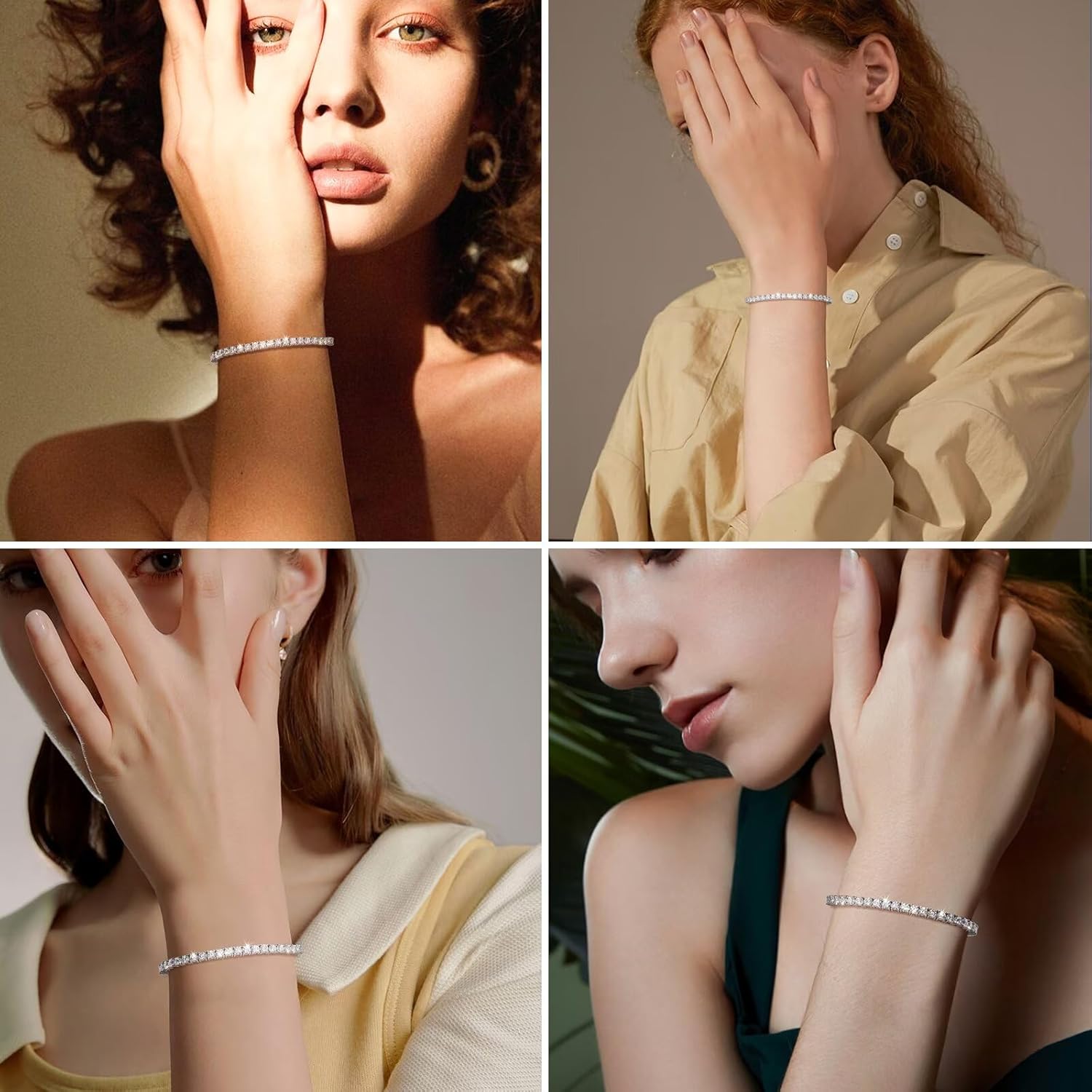 Moissanite Tennis Bracelet 1.79ct-8.69ct Adjustable Bracelet for Women 18K White Gold Plated S925 Sterling Silver Tennis Bracelet D Color VVS1 Round Cut 2/3/4mm Moissanite Bracelet Gifts for Wife/Mom - Image 9