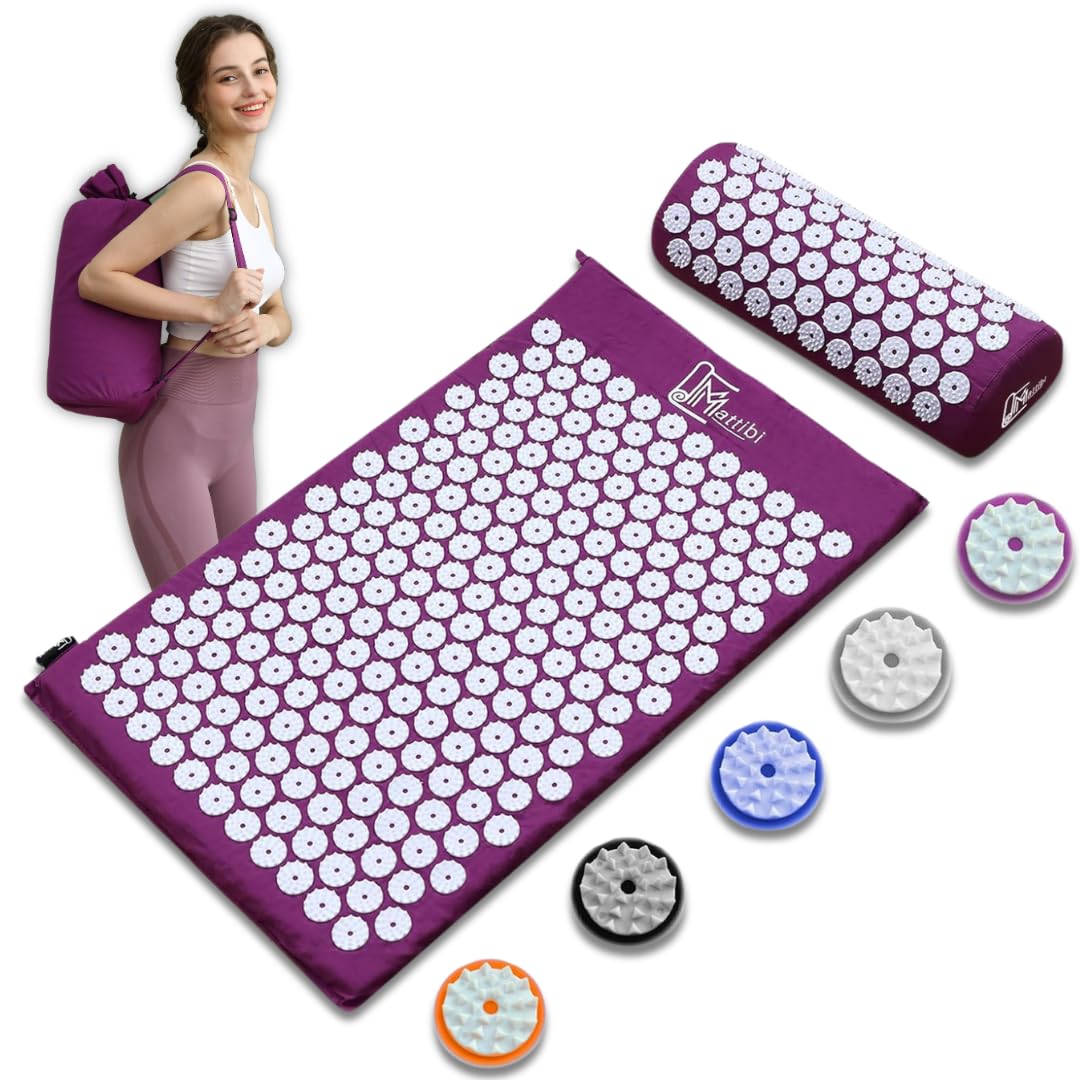 Acupressure Mat with Cushion for Massage & Pain Relief [The Original], Needle Mat Set for Relaxation for Neck, Back, Feet, Yantra Mat, Spiked Mat for Meditation