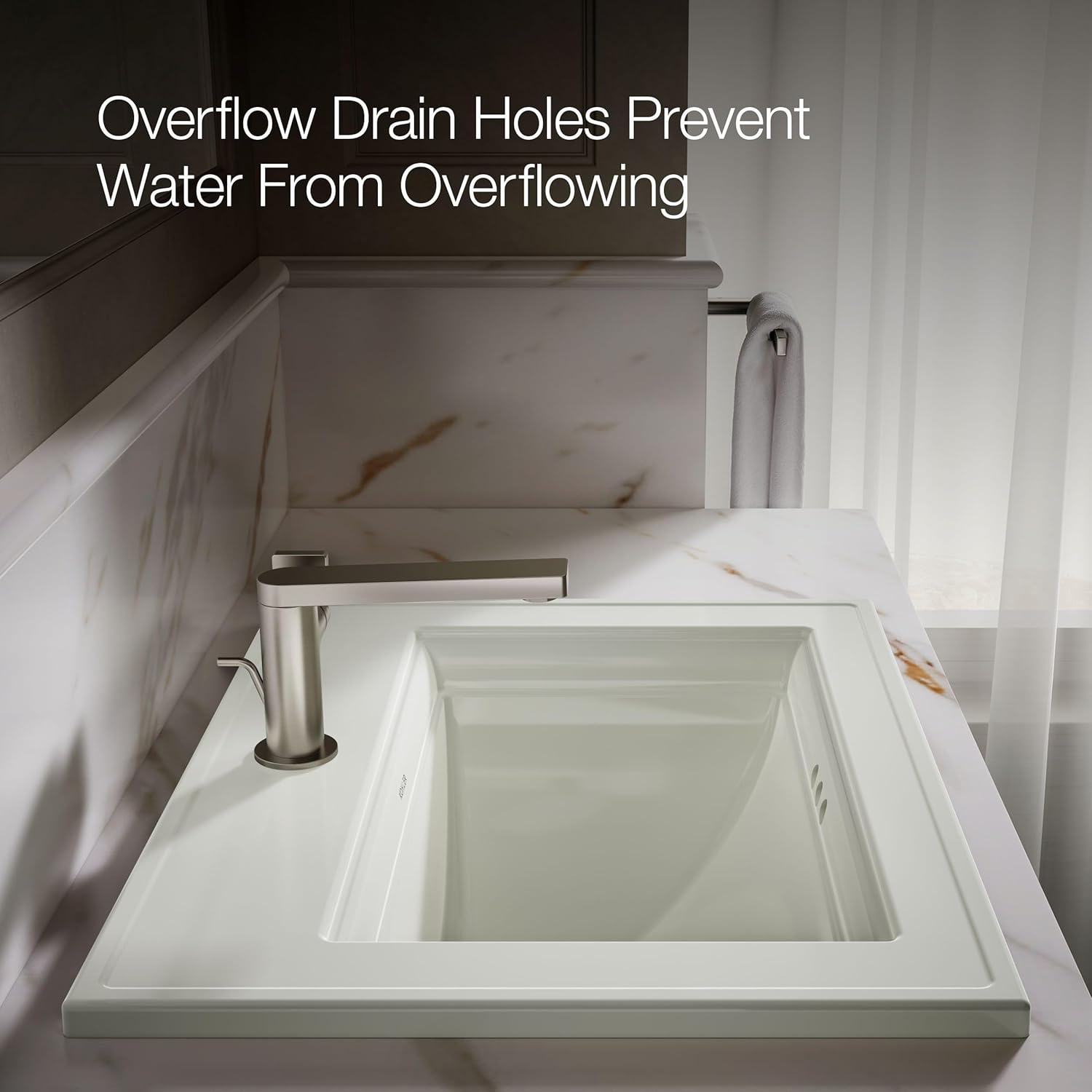 Kohler 2337-1-96 Memoirs® Stately 22-3/4" rectangular drop-in bathroom sink, Biscuit