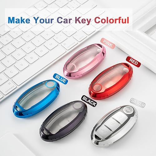 Miniatura 4 de Funda para llavero Nissan, funda de llavero de TPU suave con llavero de cuero para Altima Rogue Sentra Titan Maxima Pathfinder Murano 370z,