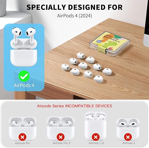 Miniatura 5 de 5 pares para AirPods 4 almohadillas de oído cubiertas deportivas antideslizantes antiarañazos piel suave silicona Eartip AirPods 4 Gen auriculares