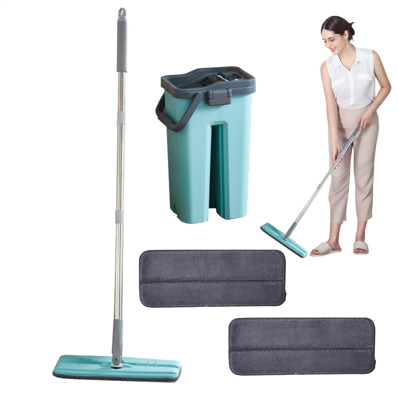 Lavapavimenti Per Legno Panni Secchio Facili Spolvera Pavimenti Domestici | Lavabile Panni Microfibra Umido Secco Lavabili Flessibili Riutilizzabili Per Casa, Cucina E Pavimenti
