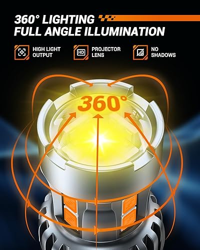 Miniatura 5 de SEALIGHT Bombilla LED 7443 7440, luces intermitentes ámbar, T20 7441 7444 992 W21W bombilla LED con proyector, incluye decodificadores adicionales,