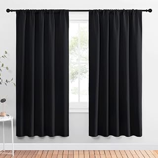 NICETOWN Black Blackout Curtains for Bedroom 52" Wide x 72" Long 2 Panels