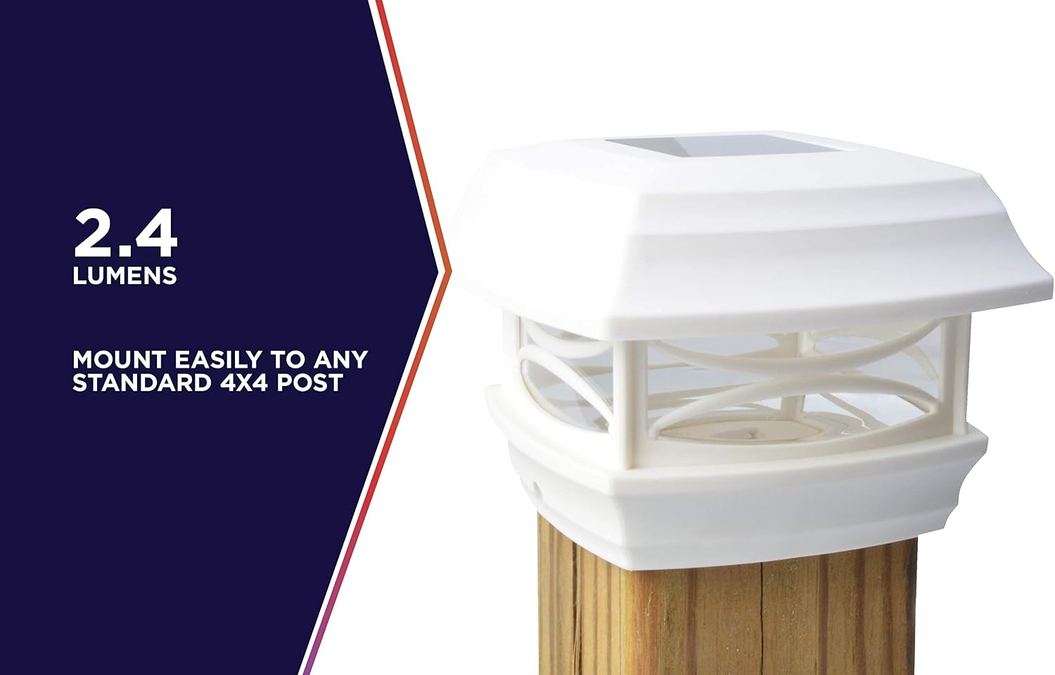 Moonrays 91254 Solar LED Post Cap Light, Fits Standard 4-inch x 4-inch Wooden Posts, Plastic, WHITE