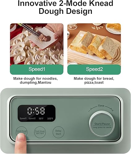 Miniatura 2 de MOKKOM Máquina de masa eléctrica con función de masa a prueba, temporizador de microcomputadora, cuenco de acero inoxidable 304 de 6.34 cuartos de