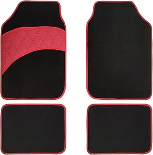 SHIMAKYO SK1191-R - Tapetes de Piso para automóvil, SUV, camión, 4 Piezas, Respaldo de Goma, para Todo Tipo de Clima, Color Rojo