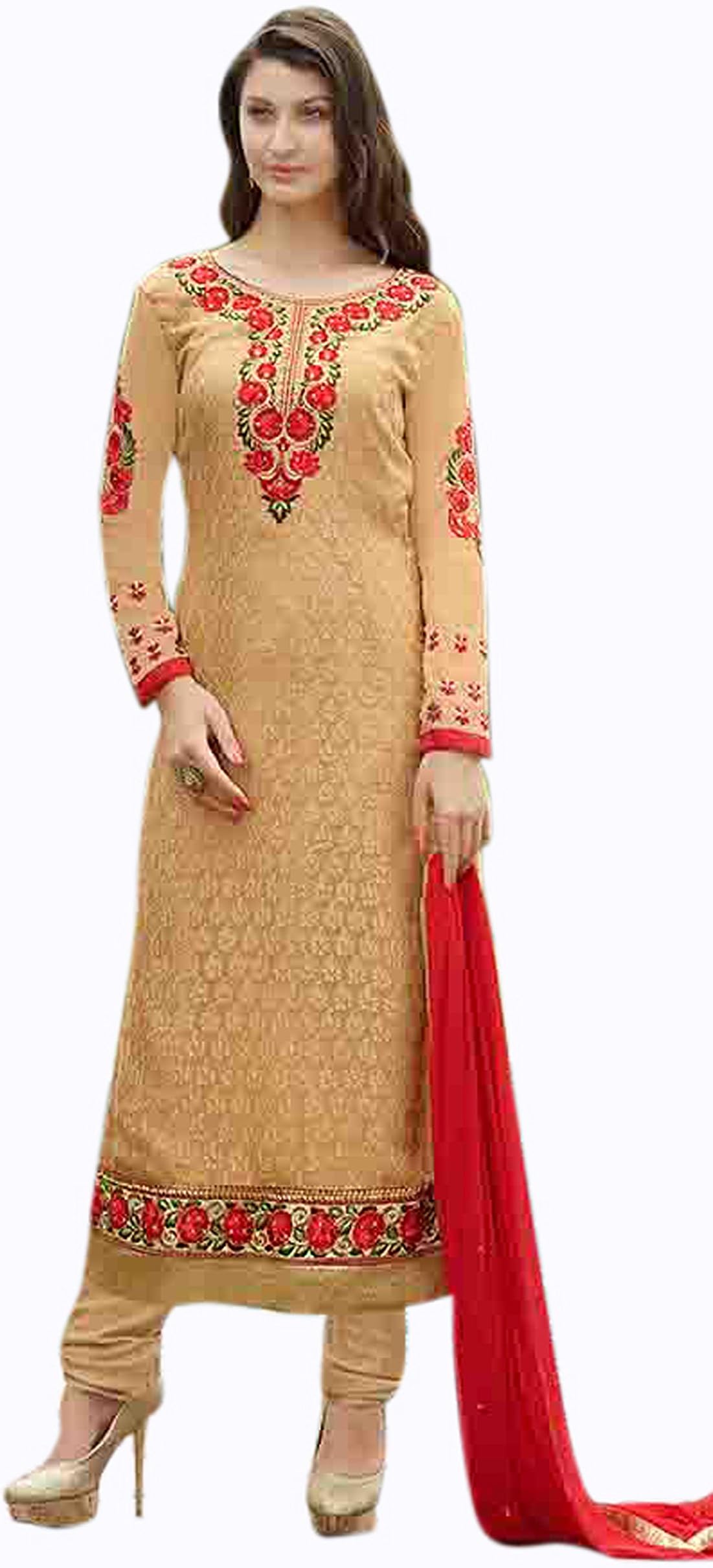 Stylelok Beige Brasso unstitched dress material SL52600177