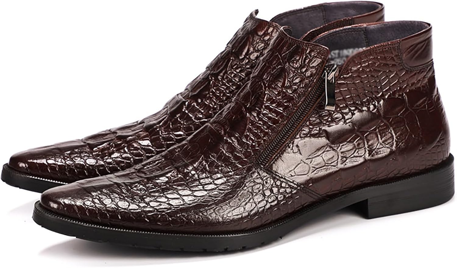 Premium Men's Business Casual Dress Shoes with Zipper Closure, Embossing Texture and Non-Slip Rubber Sole for Office, Weddings, and Formal Events